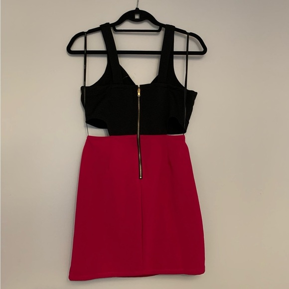 Black & Pink Cutout Mini Party Club Dress Forever 21 Size Large Colorblock - Picture 5 of 15